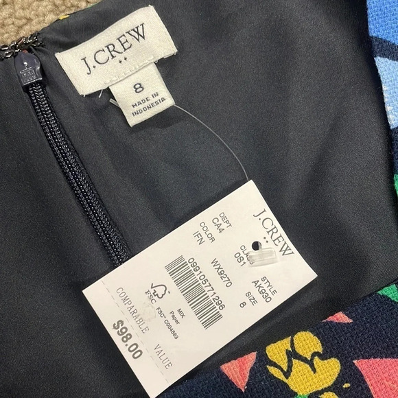 NEW J. Crew Floral basketweave square-neck dress size 8 - Picture 4 of 12